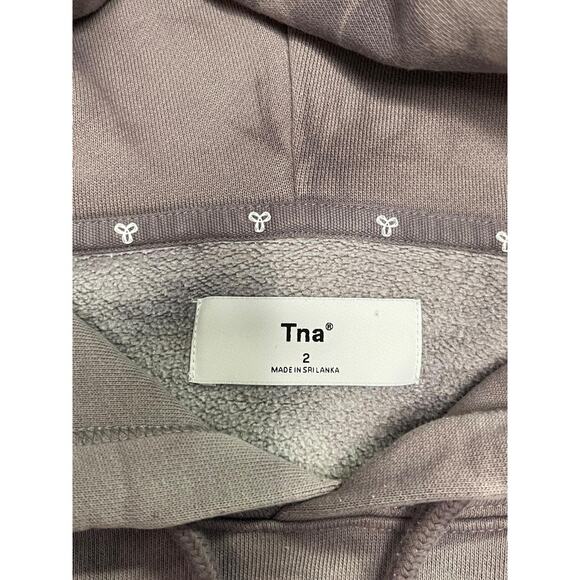Tna Aritzia Hoodie Womens 2 Medium Gray Tie Dye Pullover Kangaroo Pocket Fleece - Picture 3 of 15